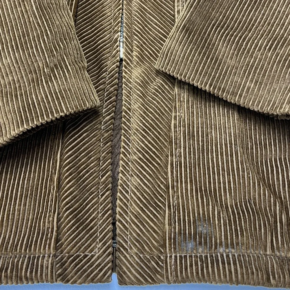 Vintage Corduroy Jacket Mens XL Brown Faux Fur Lined 70s Workwear Coat E2